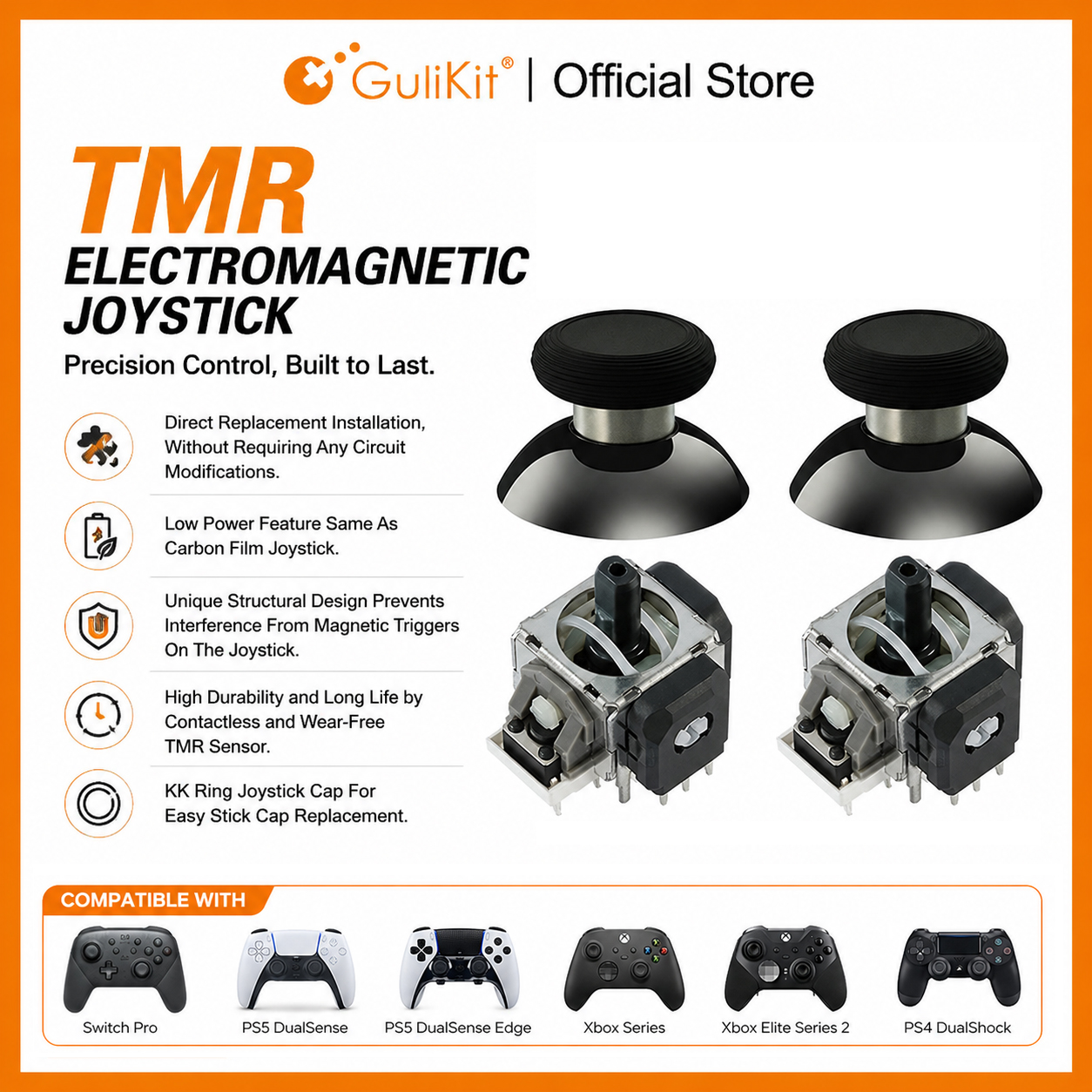 Gaming Accessories Kit - 10 Pairs GuliKit TMR Joystick with