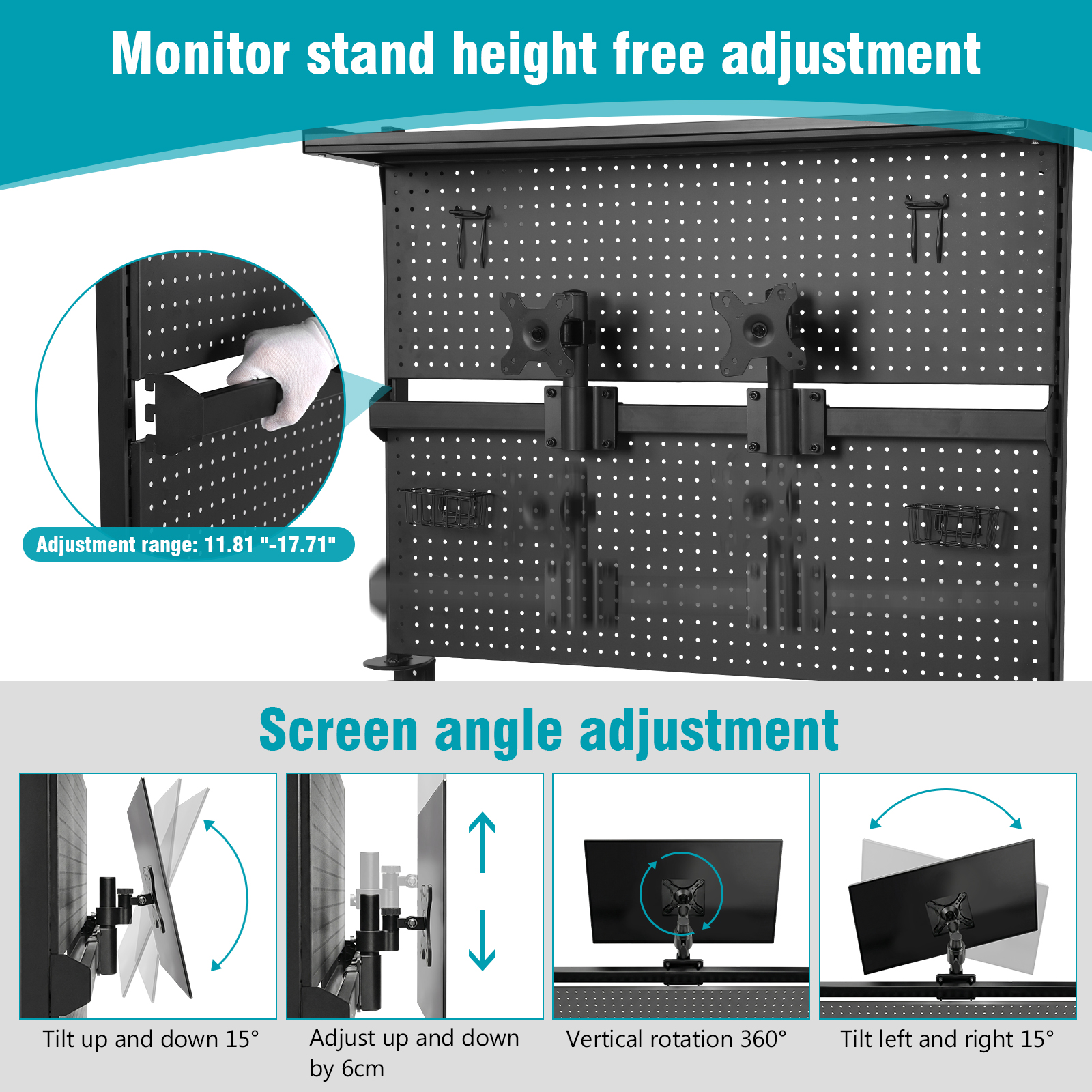 Desk Pegboard with Monitor Sta - Gaming Accessories Desk 评论和价格