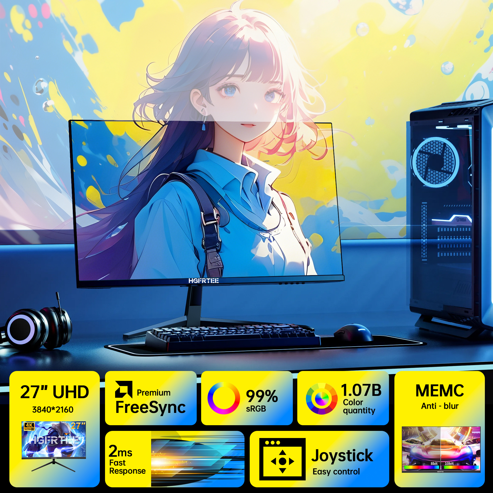 HGFRTEE 4K 27 Inch Monitor 384 - Monitor 144Hz 27Inch 评论和价格